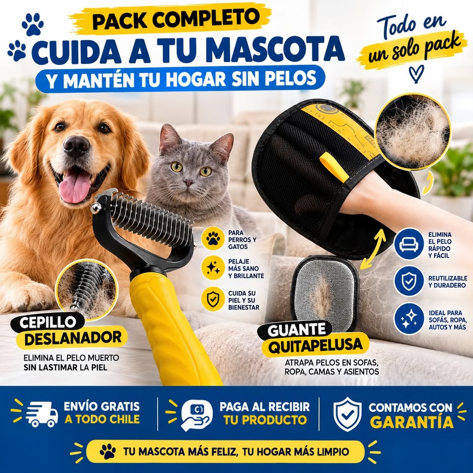 Pack Cepillo Corta nudos y Guante quita pelos