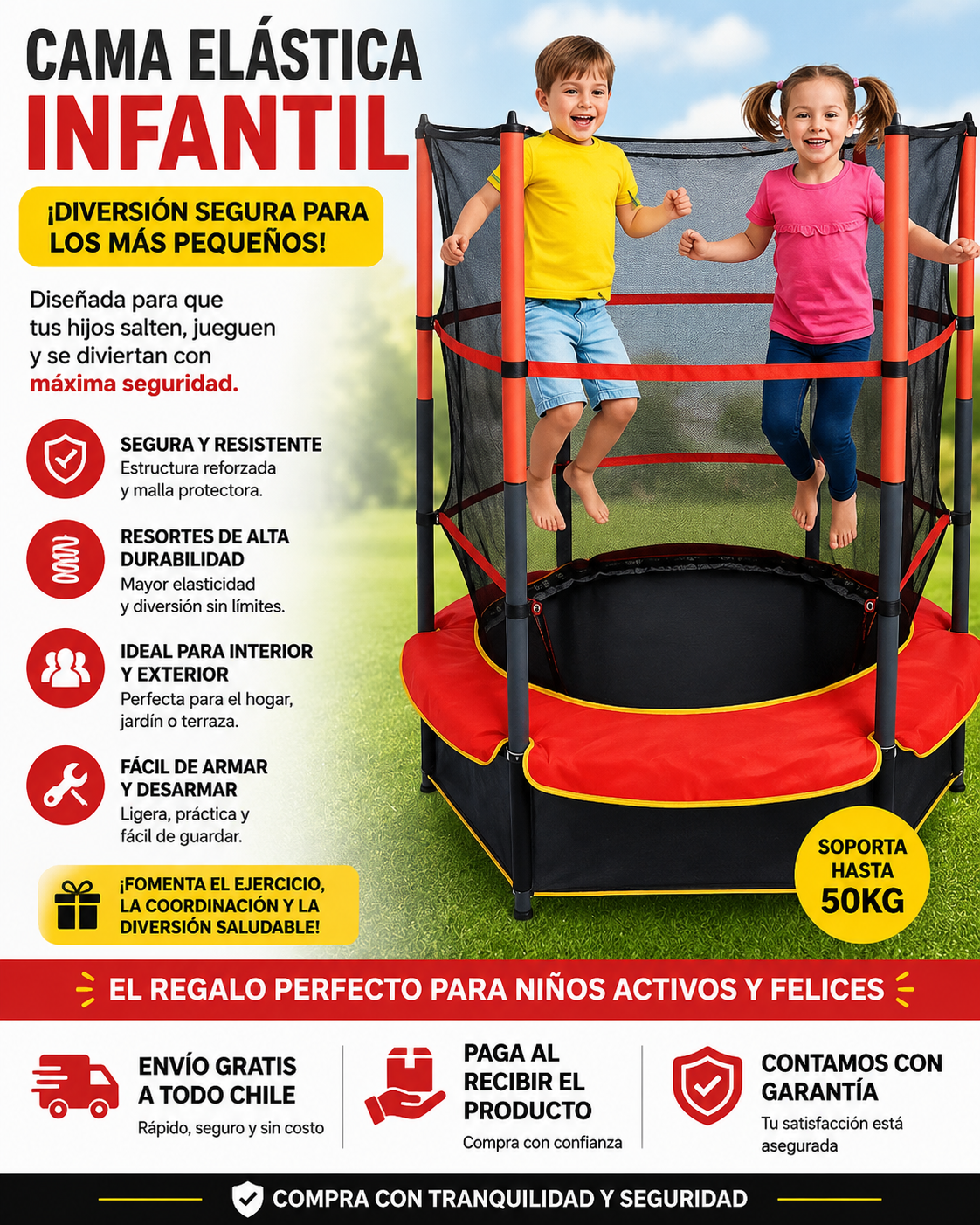 Cama elástica para niños
