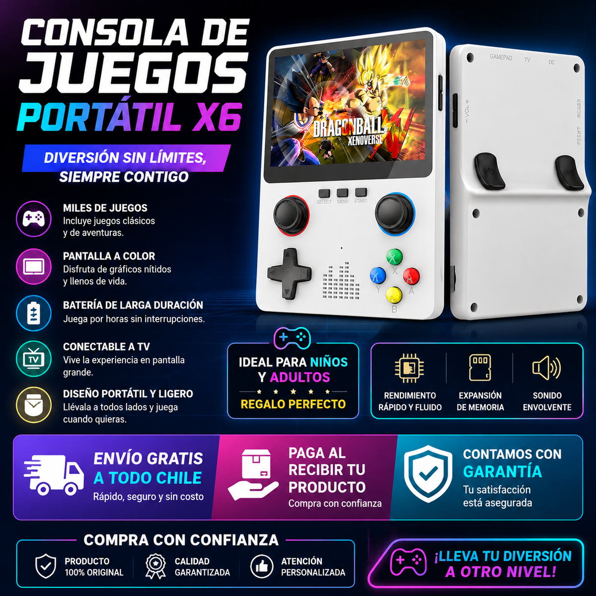 Consola De Juegos Portátil X6 USB