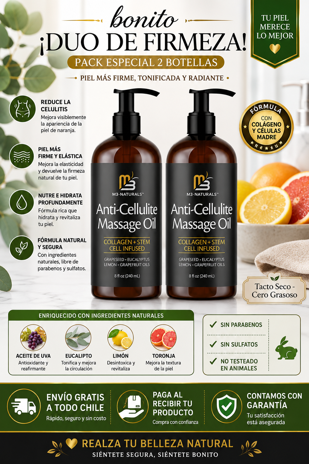 Pack 2 Aceites Masaje Corporal Anticelulitis