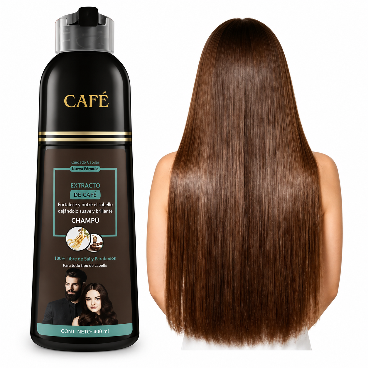 Shampoo con tinte cubre canas (5 tonos diferentes)
