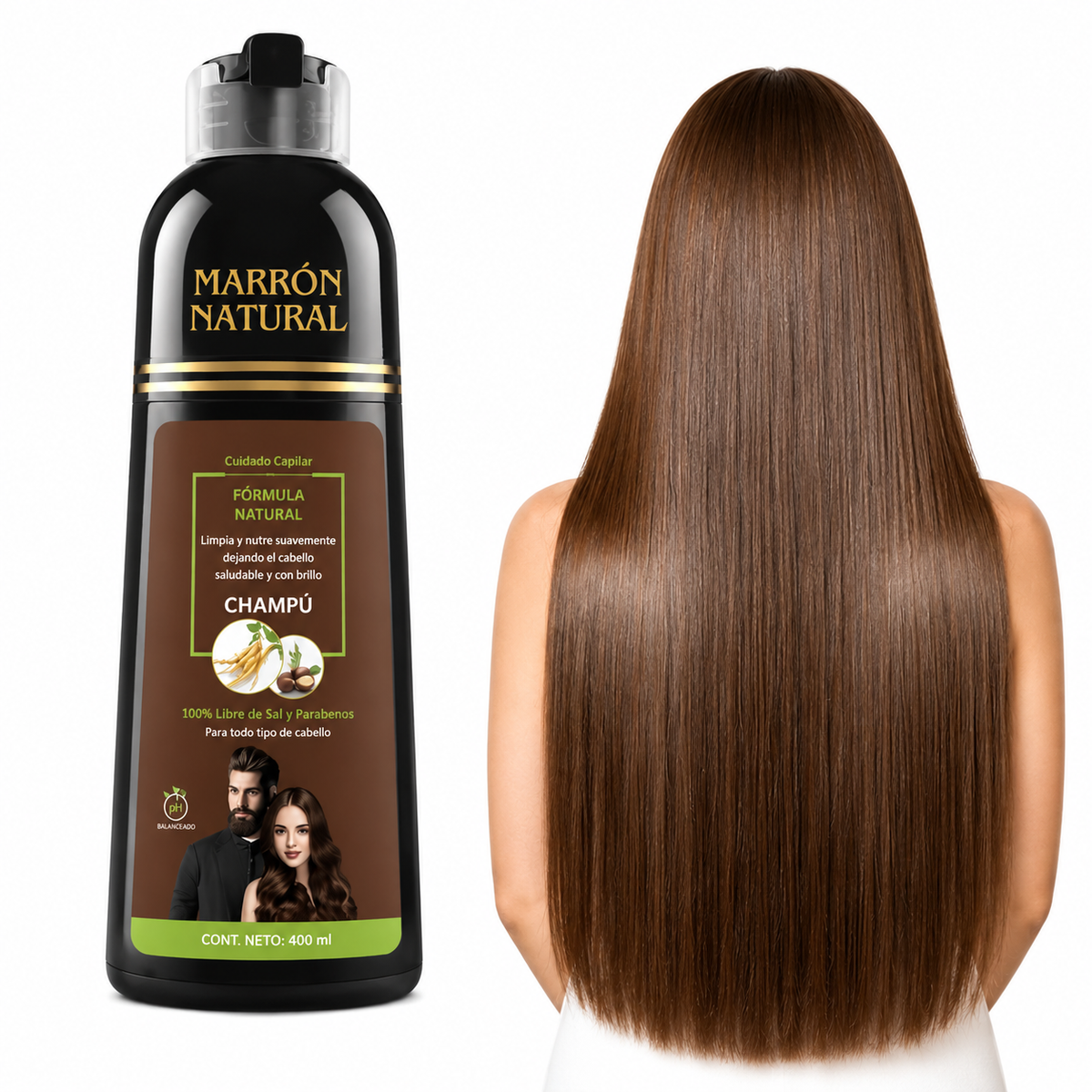Shampoo con tinte cubre canas (5 tonos diferentes)