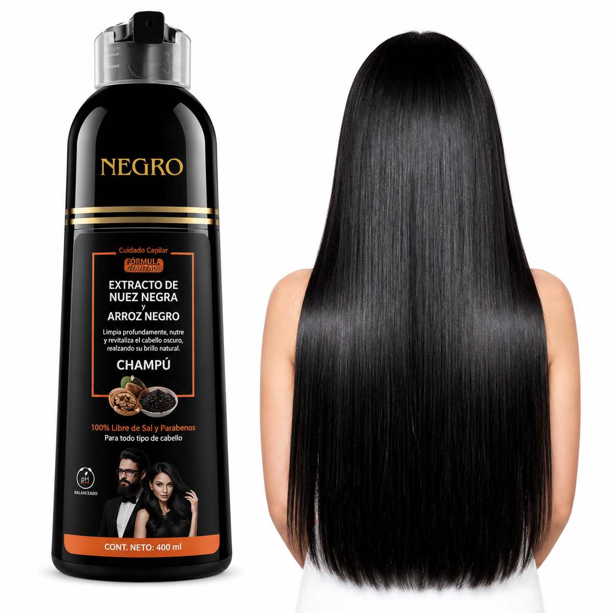 Shampoo con tinte cubre canas (5 tonos diferentes)