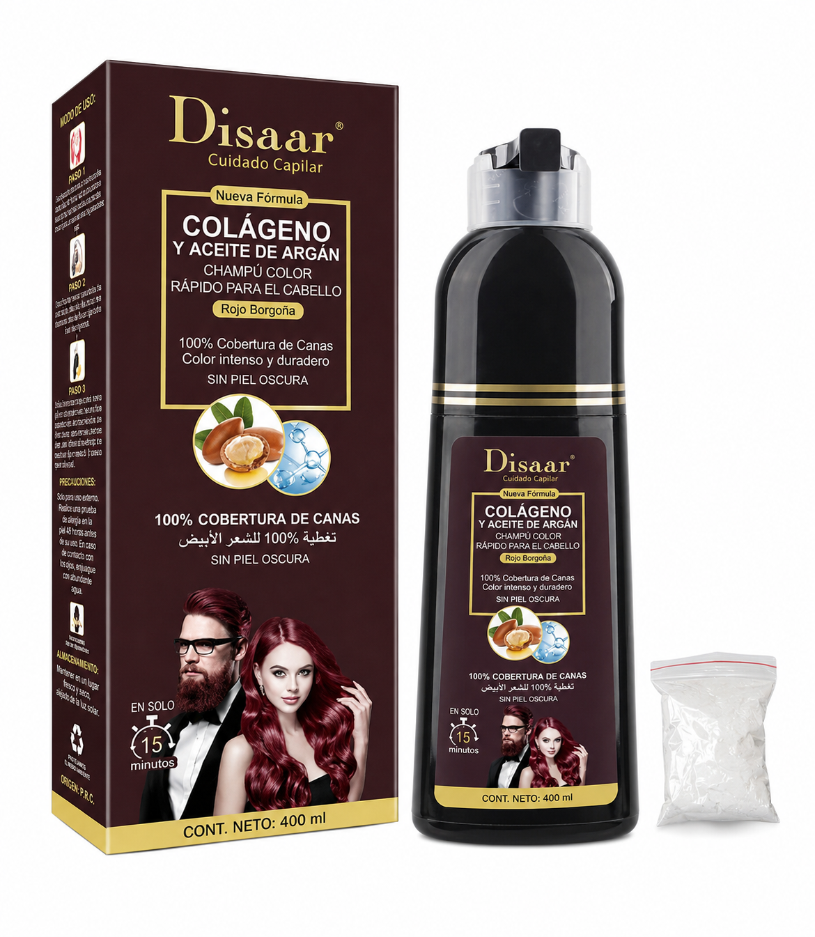Shampoo con tinte cubre canas (5 tonos diferentes)