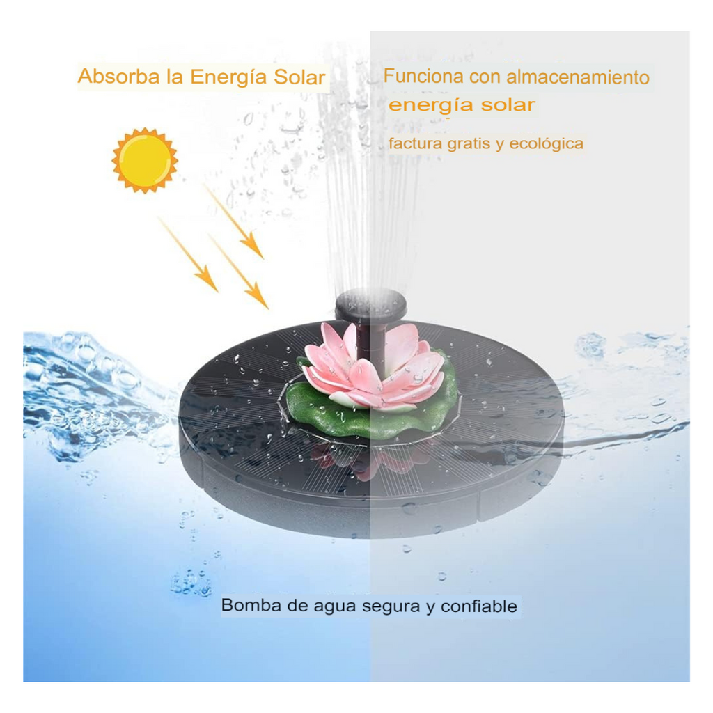 Fuente solar con flor para jardín