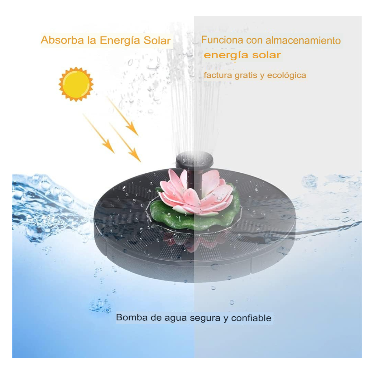 Fuente solar con flor para jardín