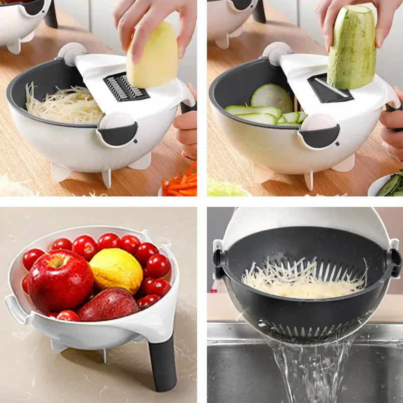 Bowl, colador giratorio, escurridor y cortador.