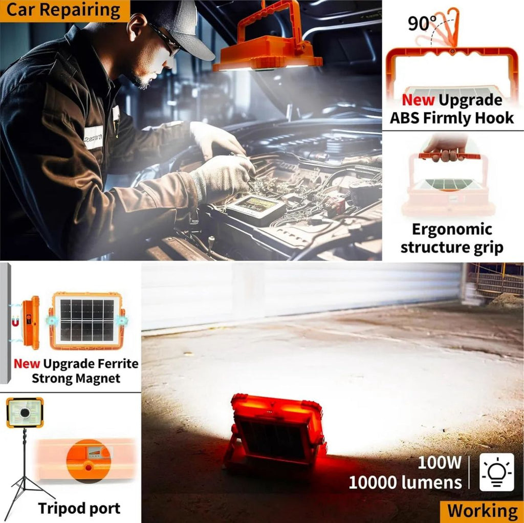 Foco led solar y parlante para emergencias